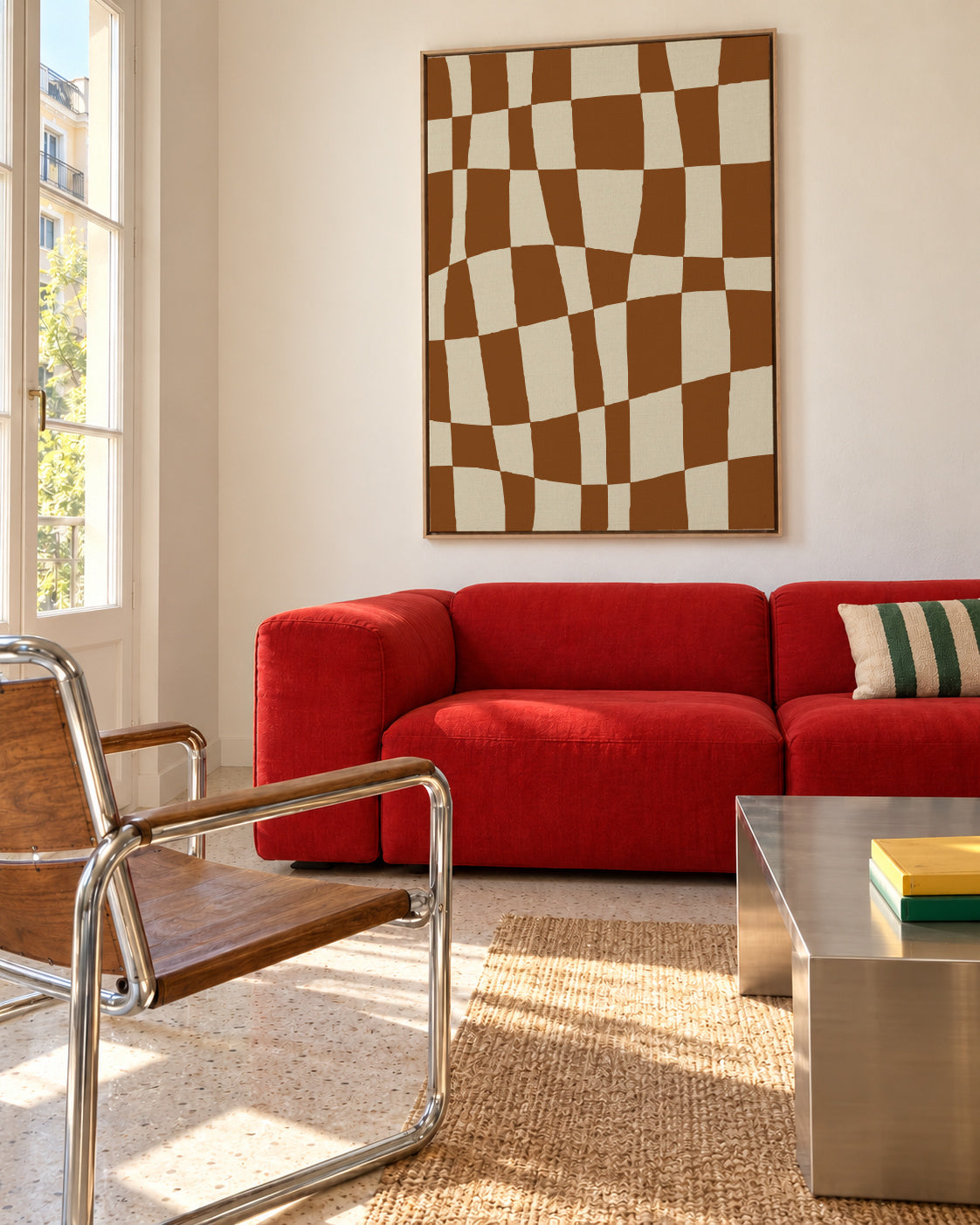 Minimal Checkerboard - Framed canvas in an interior