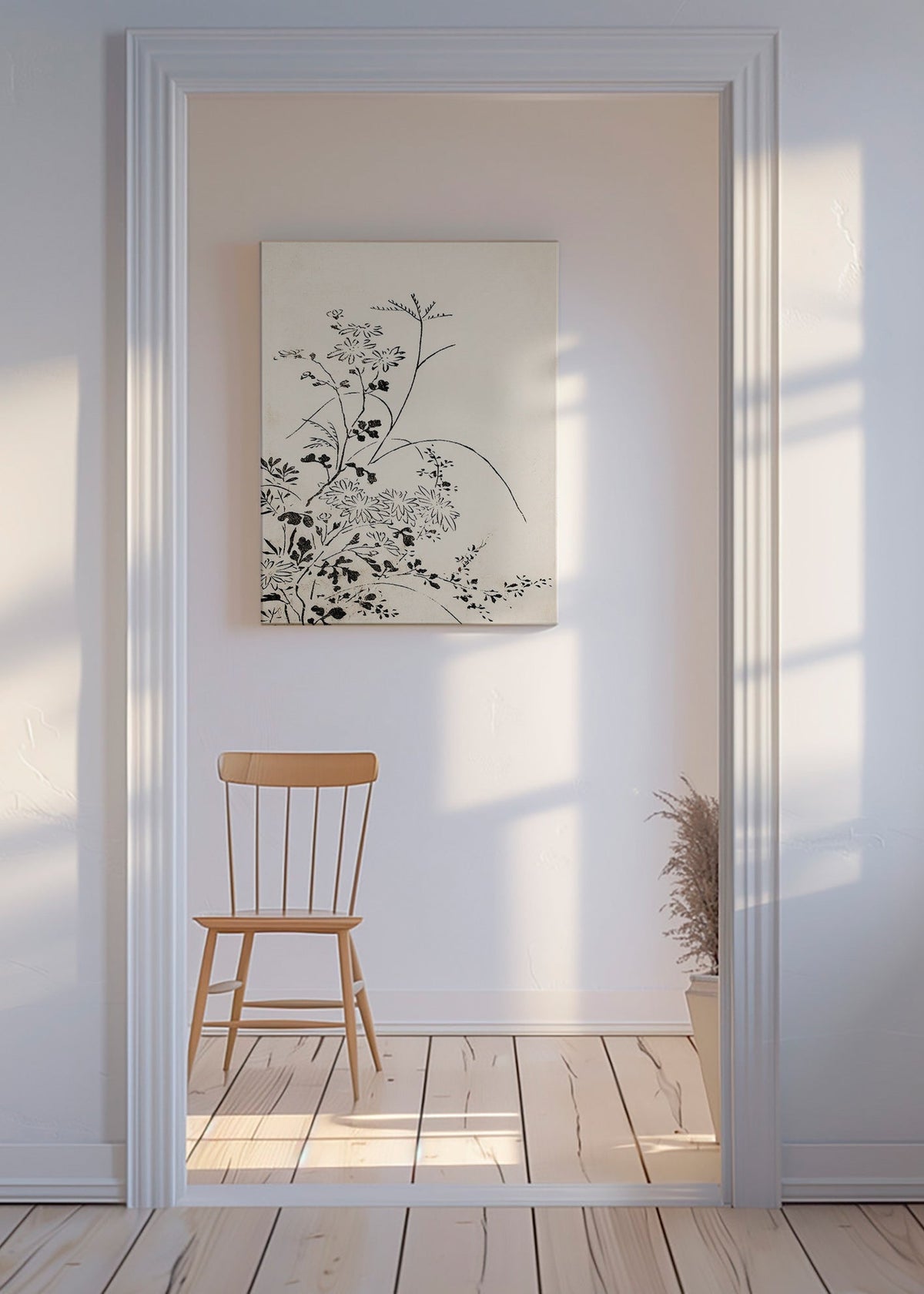 Lámina botánica en tinta japonesa minimalista – Canvas