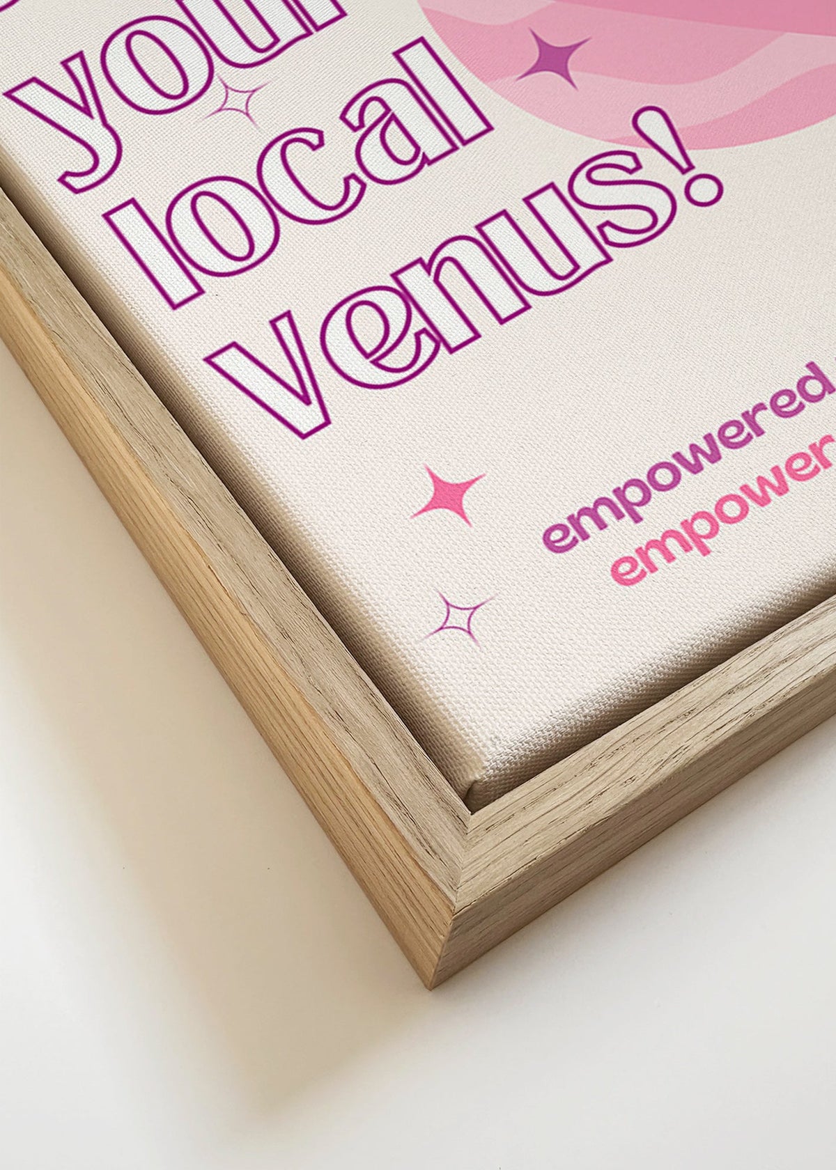 Ilustración tipográfica Venus rosa – Canvas detail
