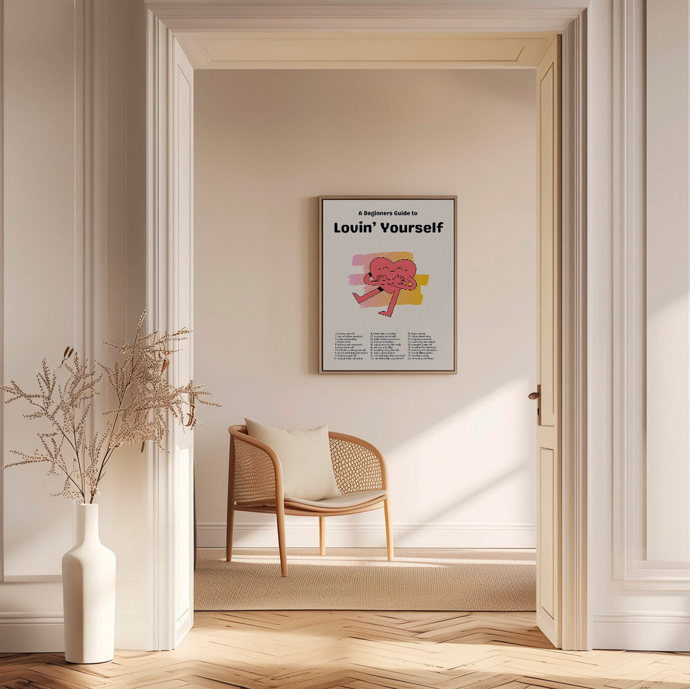 Ilustración: Corazón abrazándose con fondo pastel – Canvas1