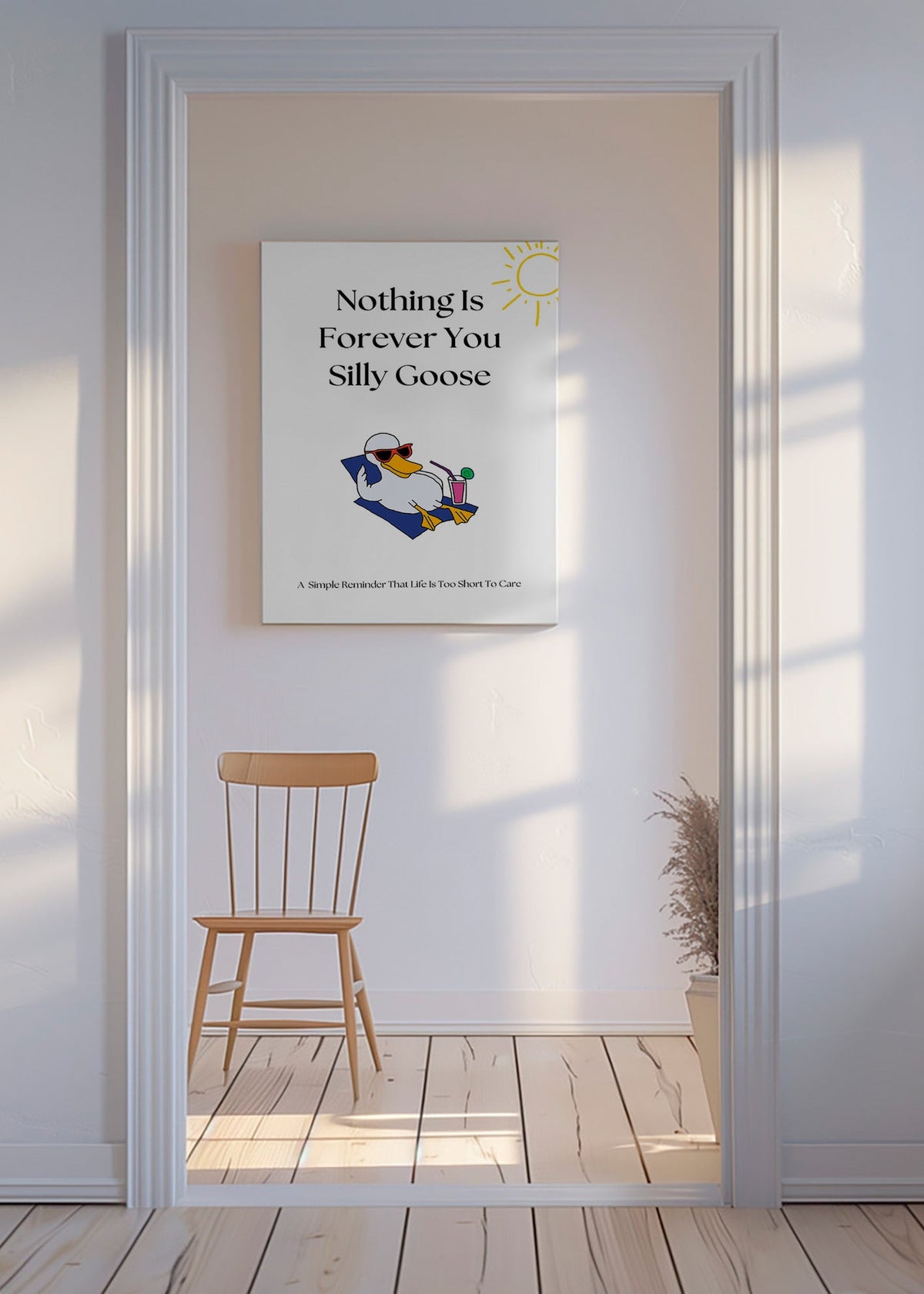 Cuadro ganso ilustrado con frase divertida – Canvas