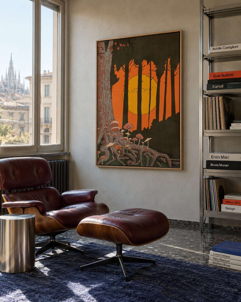 In the coolness of the evening - Framed canvas in an interior