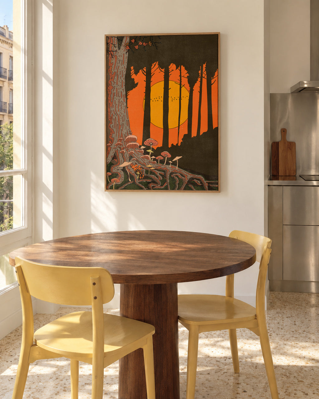 In the coolness of the evening - Framed canvas in an interior