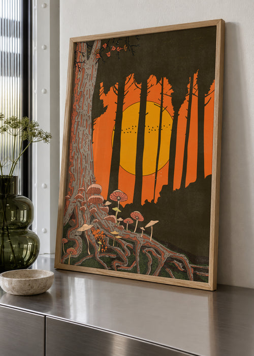 In the coolness of the evening - Framed poster in an interior