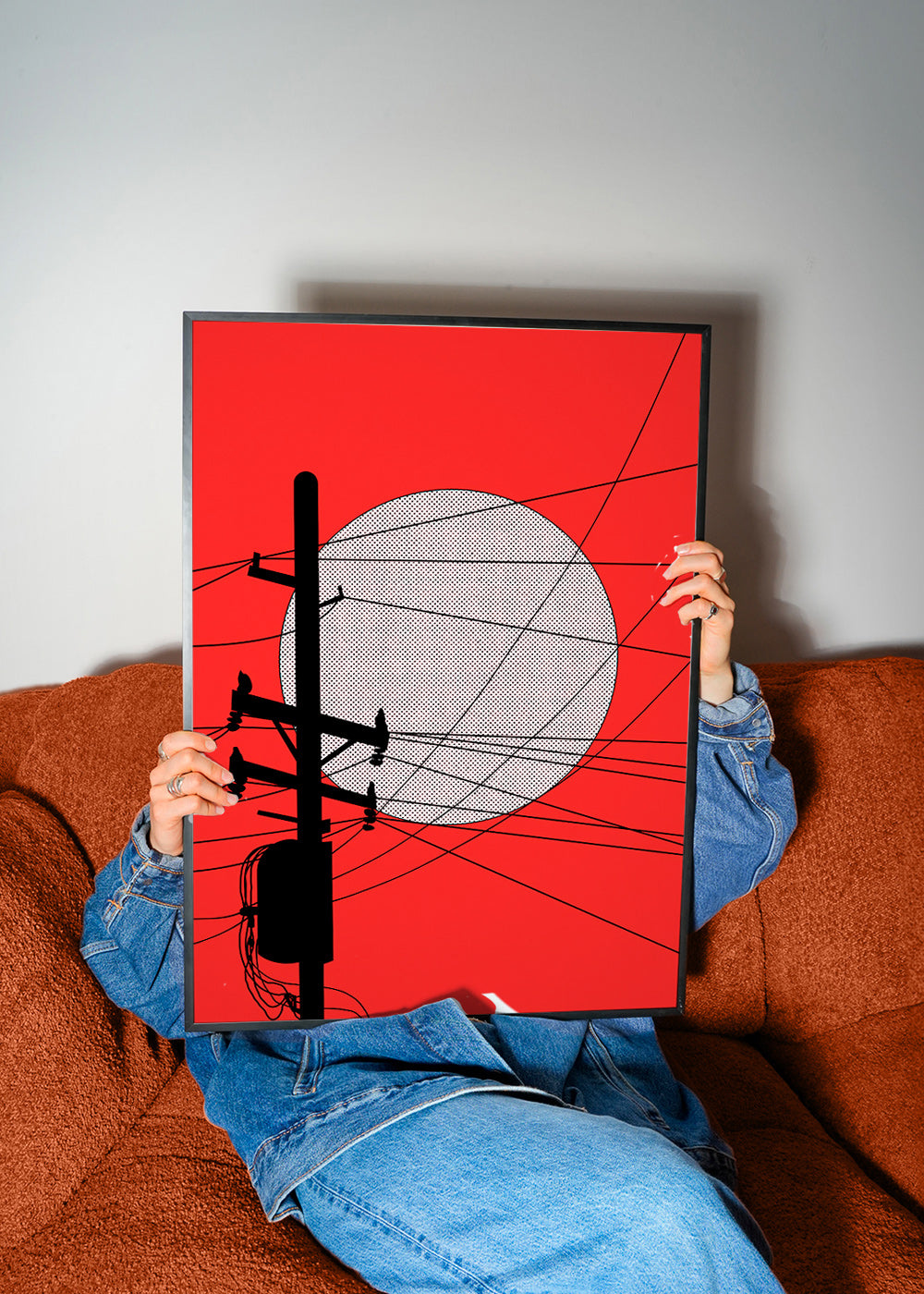 Ilustración minimalista de sol japonés y poste – Product2