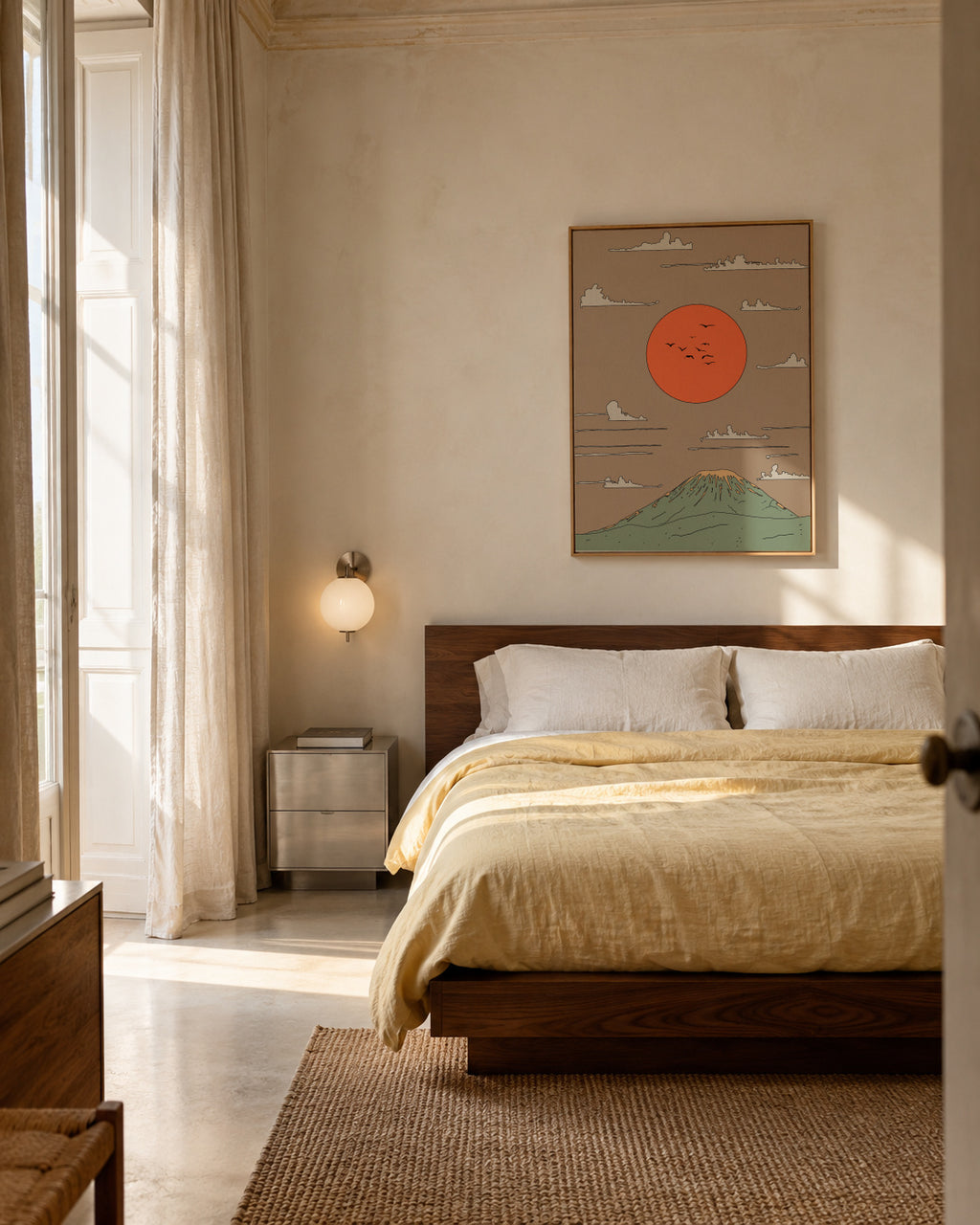 Japanese Sunrise - Framed canvas in an interior