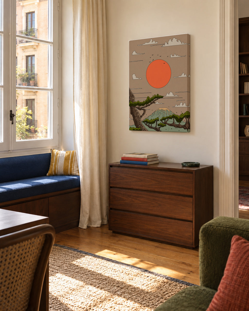 Serene Sunset View - Unframed canvas in an interior