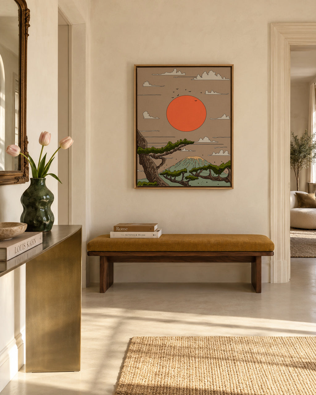 Serene Sunset View - Framed canvas in an interior
