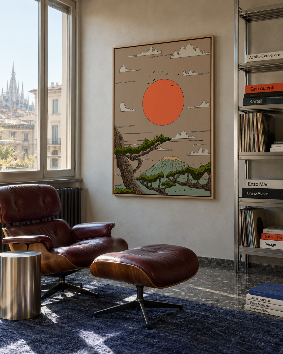 Serene Sunset View - Framed canvas in an interior