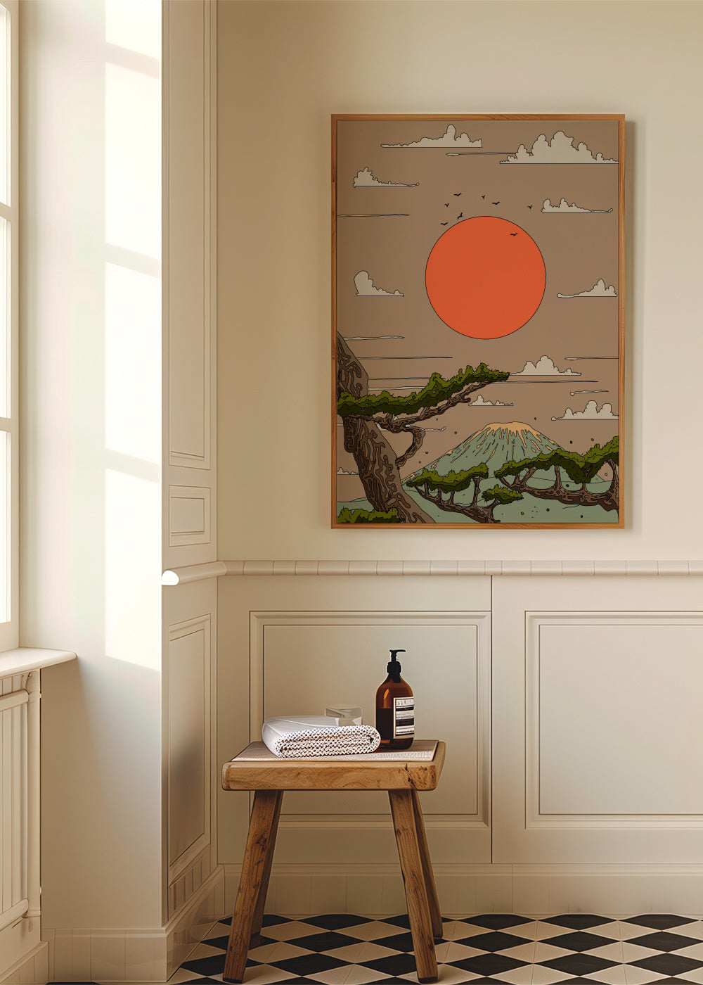 Serene Sunset View - Framed poster in an interior