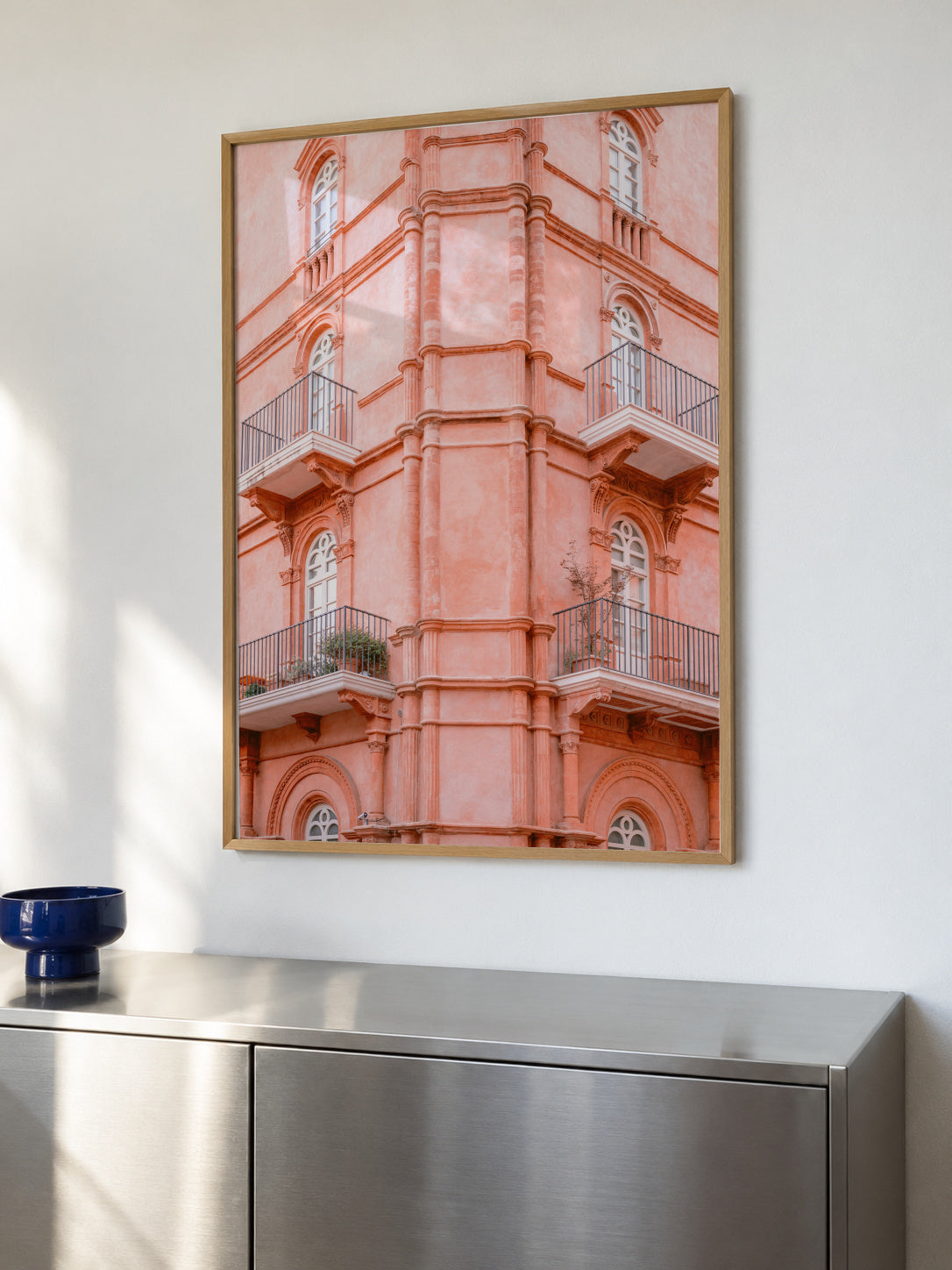 Pastel Pink Umbria | Italy travel photography - Framed poster in an interior