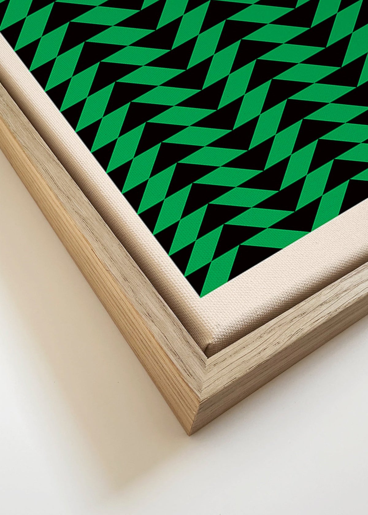 Cuadro vintage con patrón geométrico verde – Canvas detail