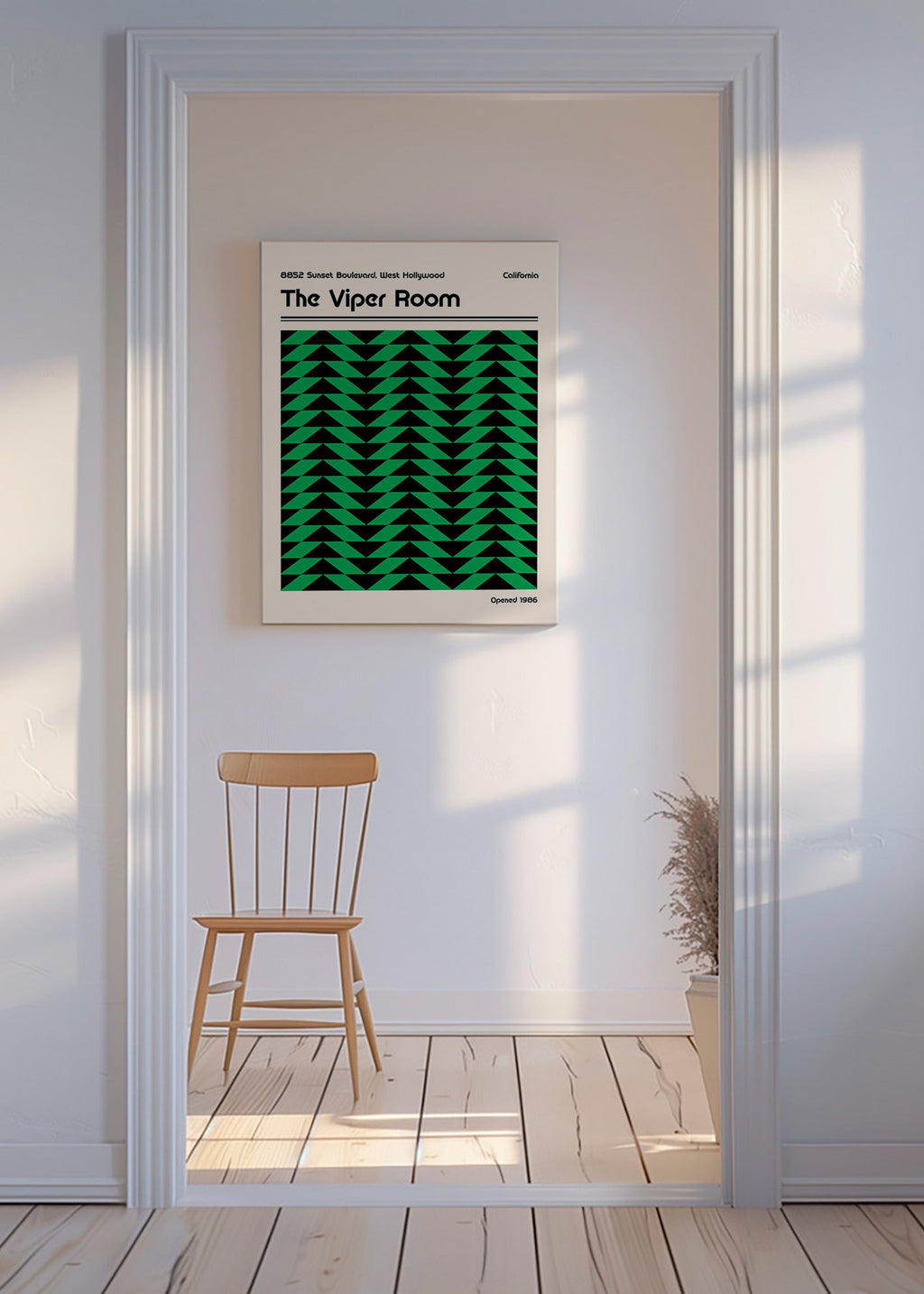 Cuadro vintage con patrón geométrico verde – Canvas