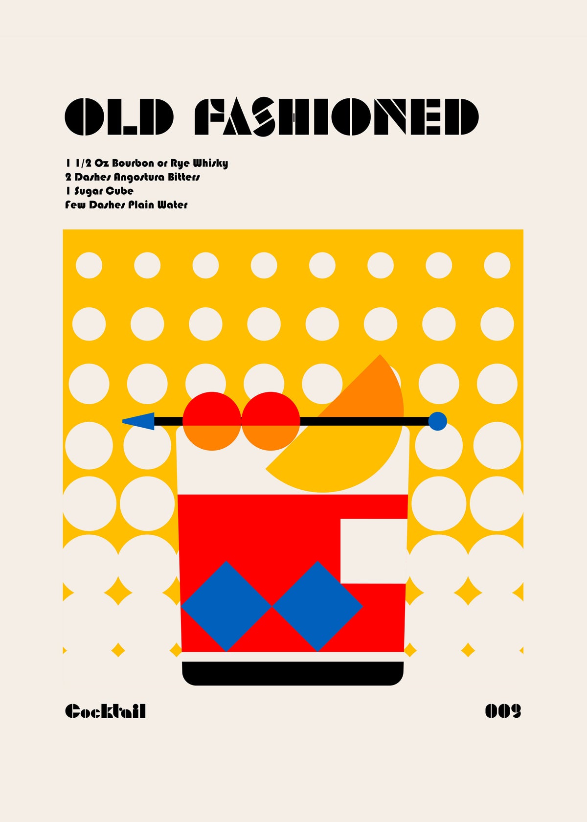 Old Fashioned Bauhaus Cocktail - Unframed art print