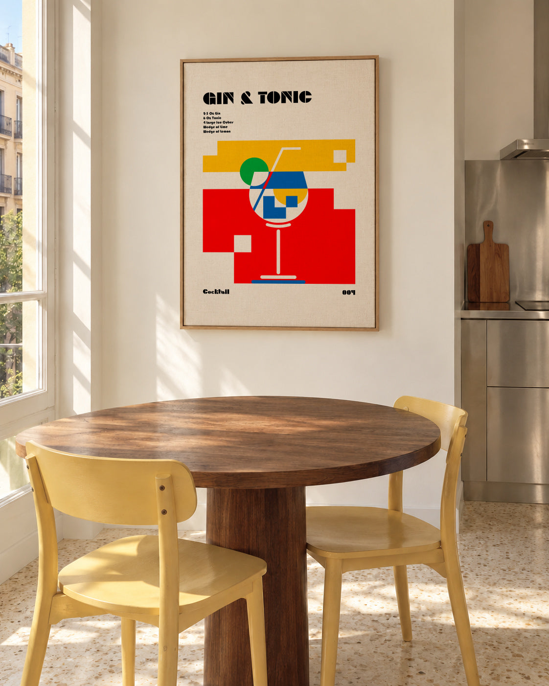 Gin a Tonic Bauhaus Cocktail - Framed canvas in an interior