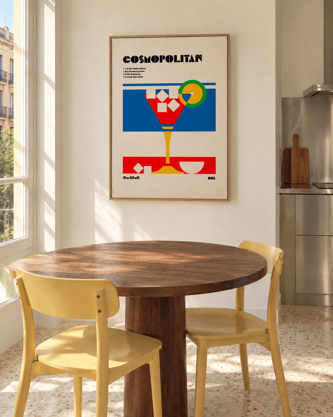 Cosmopolitan Bauhaus Cocktail - Framed canvas in an interior