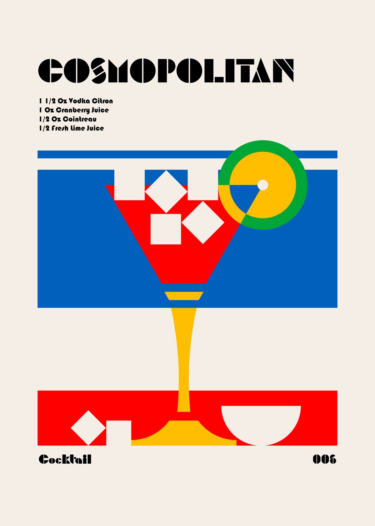 Cosmopolitan Bauhaus Cocktail - Unframed art print