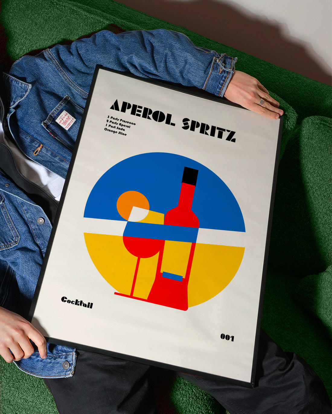 Aperol Spritz Cocktail Bauhaus Art Print - Framed poster detail