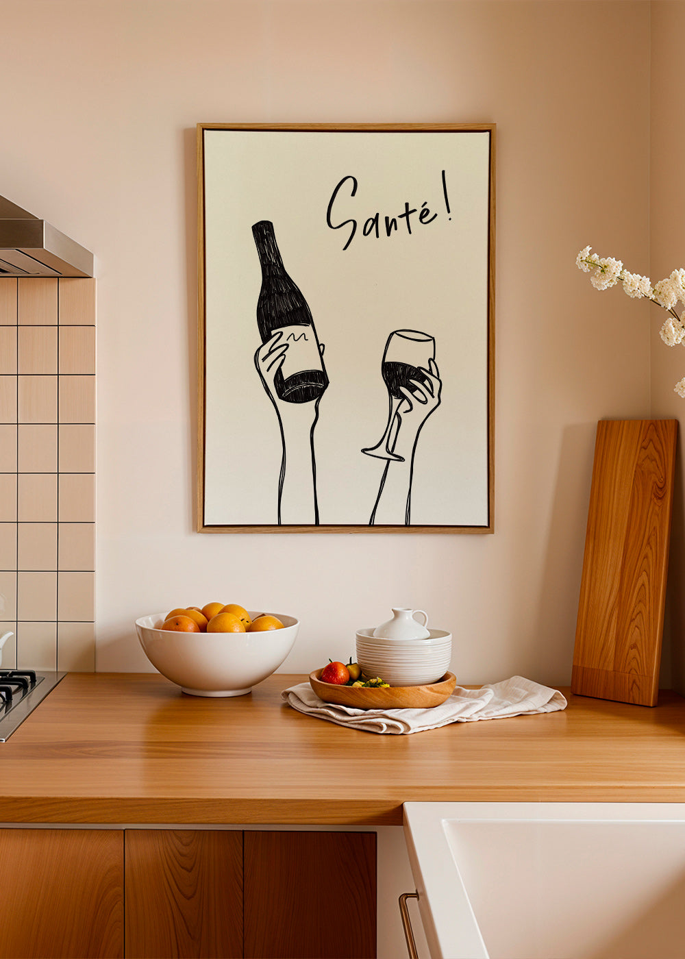 Cuadro de cocina con botella y copa – Canvas1