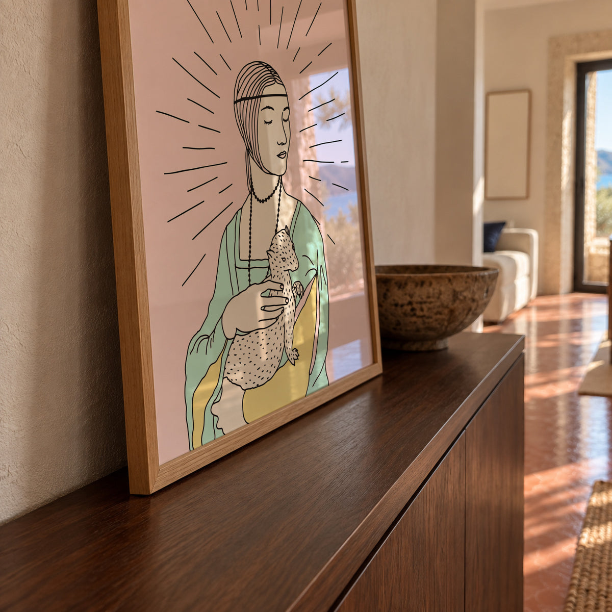 The Lady With An Ermin - Framed poster in an interior