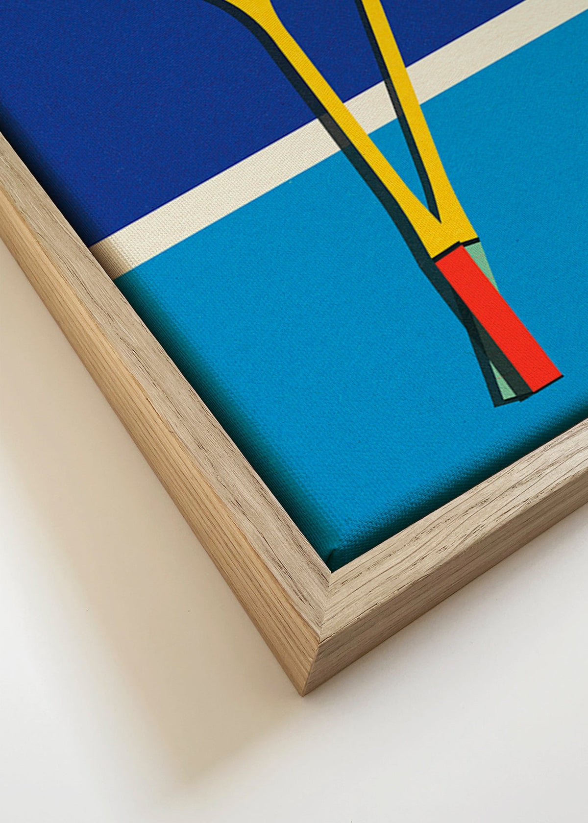 Cuadro deportivo de raquetas de bádminton amarillas – Canvas detail