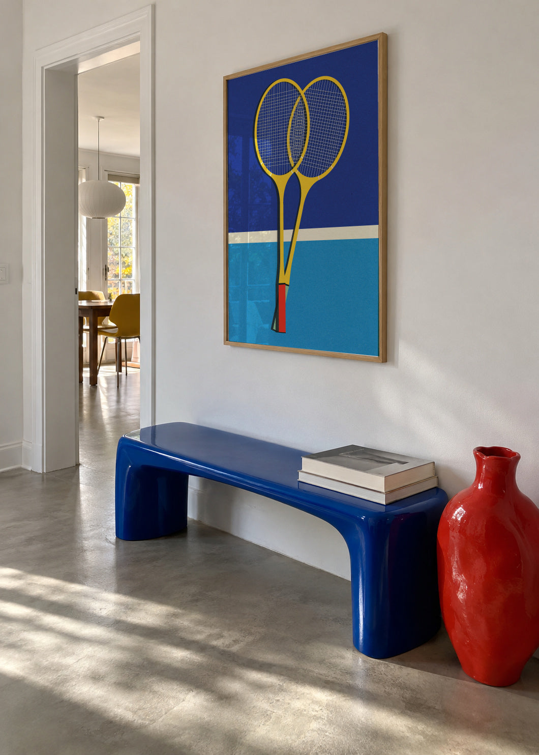 Wooden Badminton Rackets - Framed poster in an interior