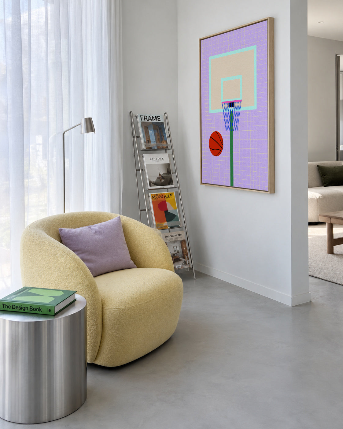 New York Basketball - Framed canvas in an interior