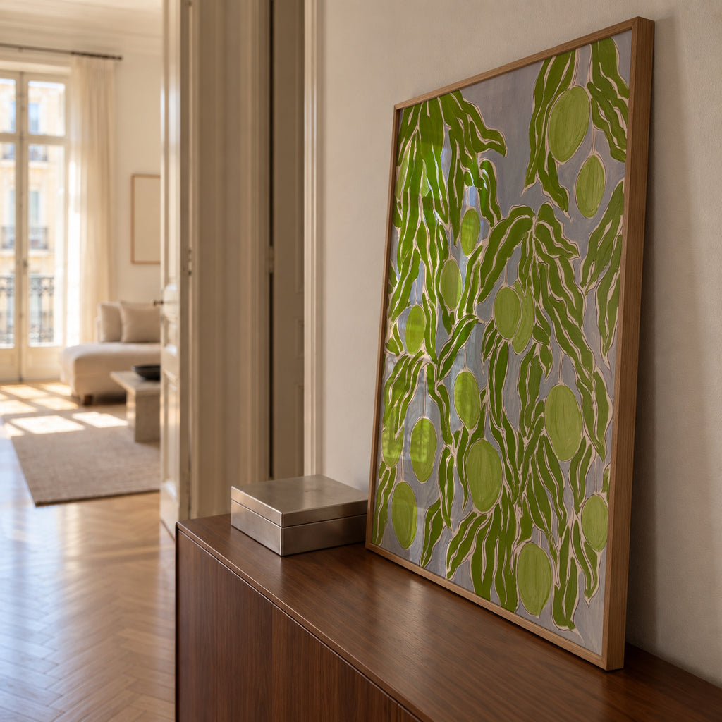 Raw Mango - Framed poster in an interior