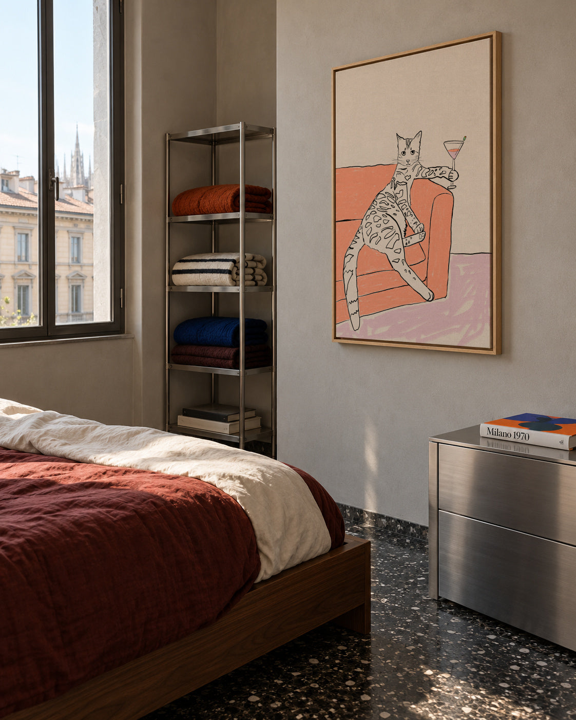 Cat cocktail time - Framed canvas in an interior
