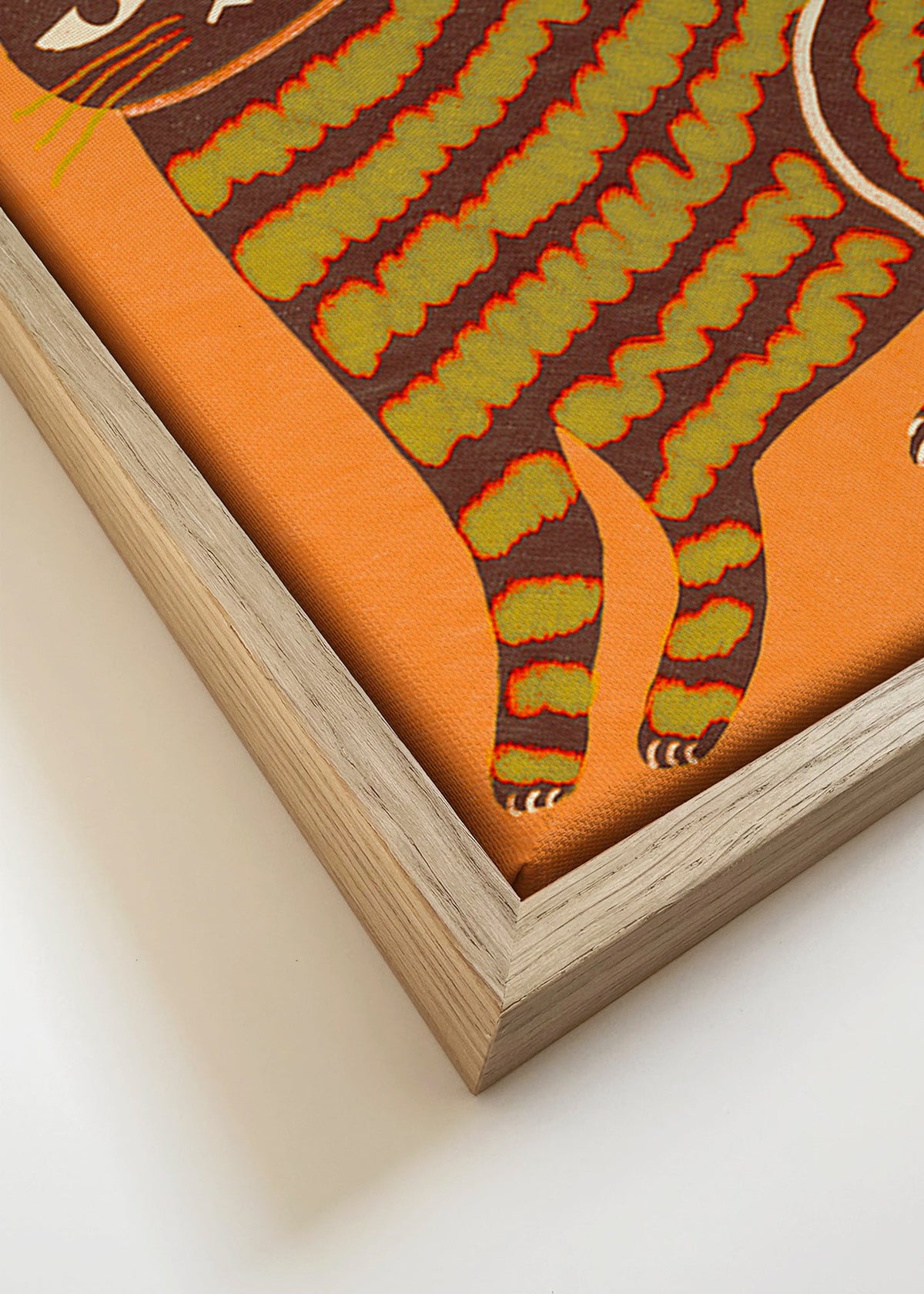 Cuadro gato rayado sobre fondo naranja – Canvas detail