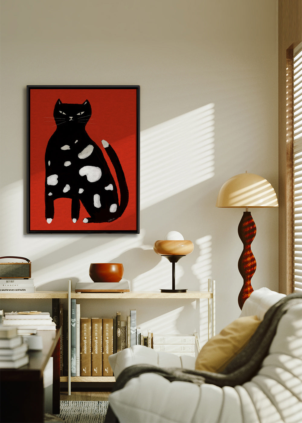 Cuadro gato salpicado sobre fondo rojo – Canvas2