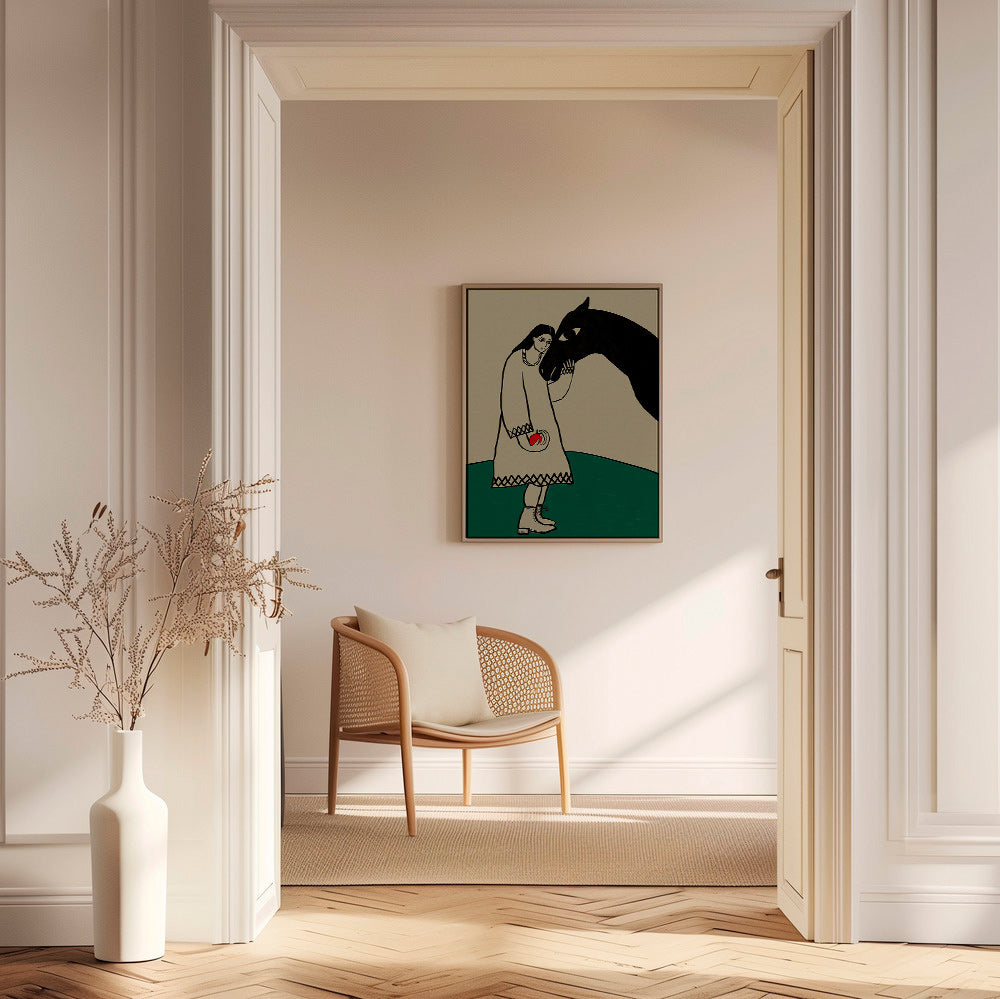 Cuadro de caballo con figura femenina y manzana – Canvas1