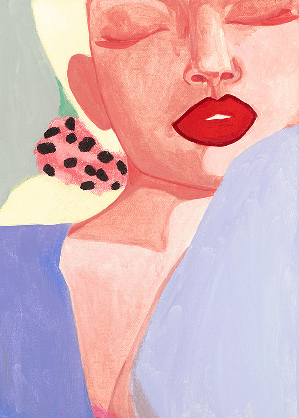 Ilustración femenina con labios rojos