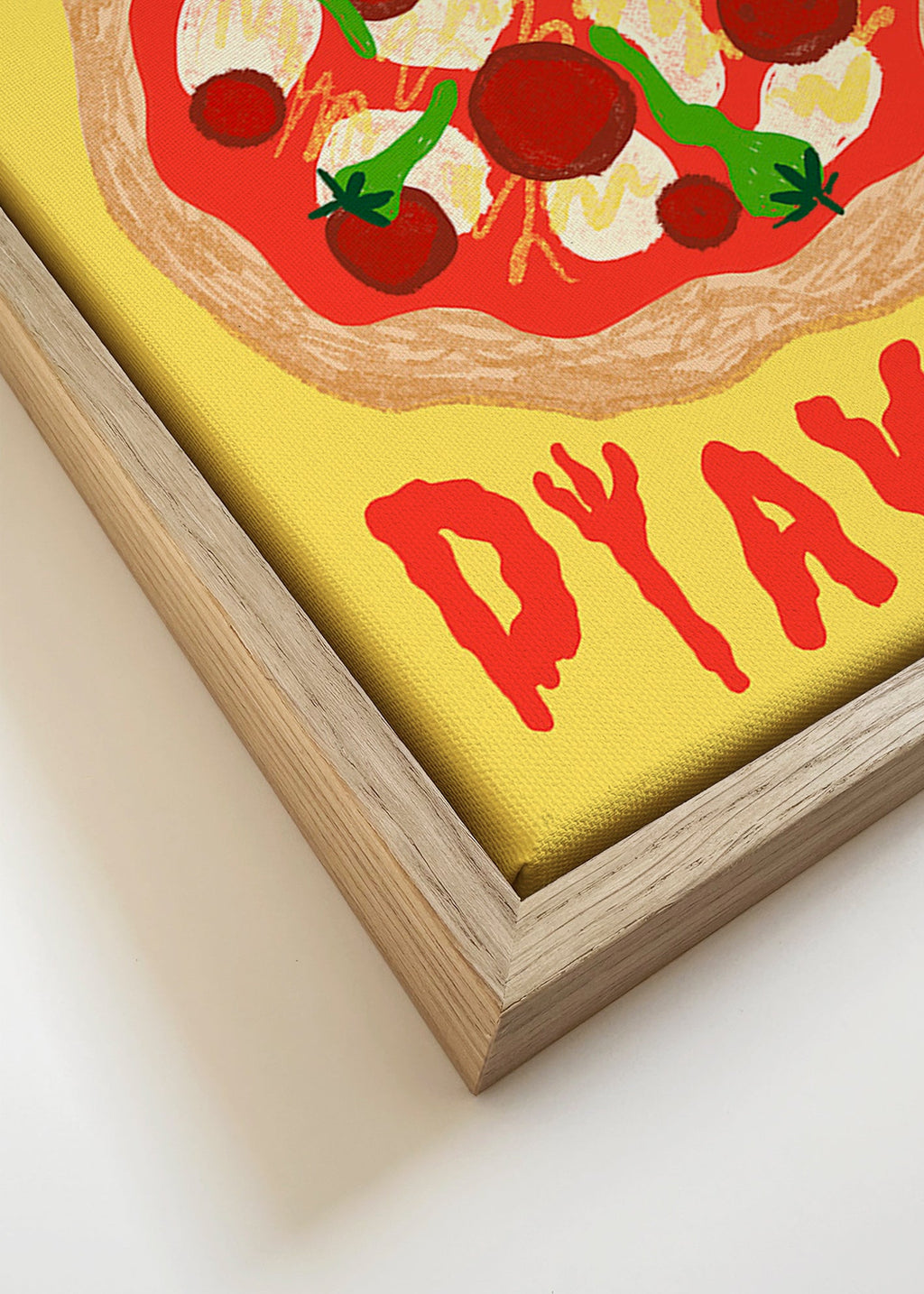 Cuadro de cocina con pizza Diavola ilustrada – Canvas detail