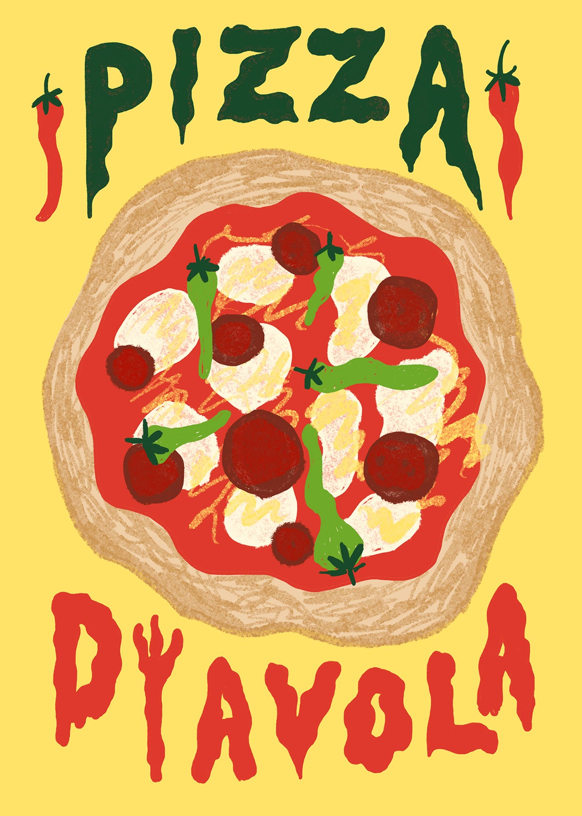 Pizza Diavola - Unframed art print