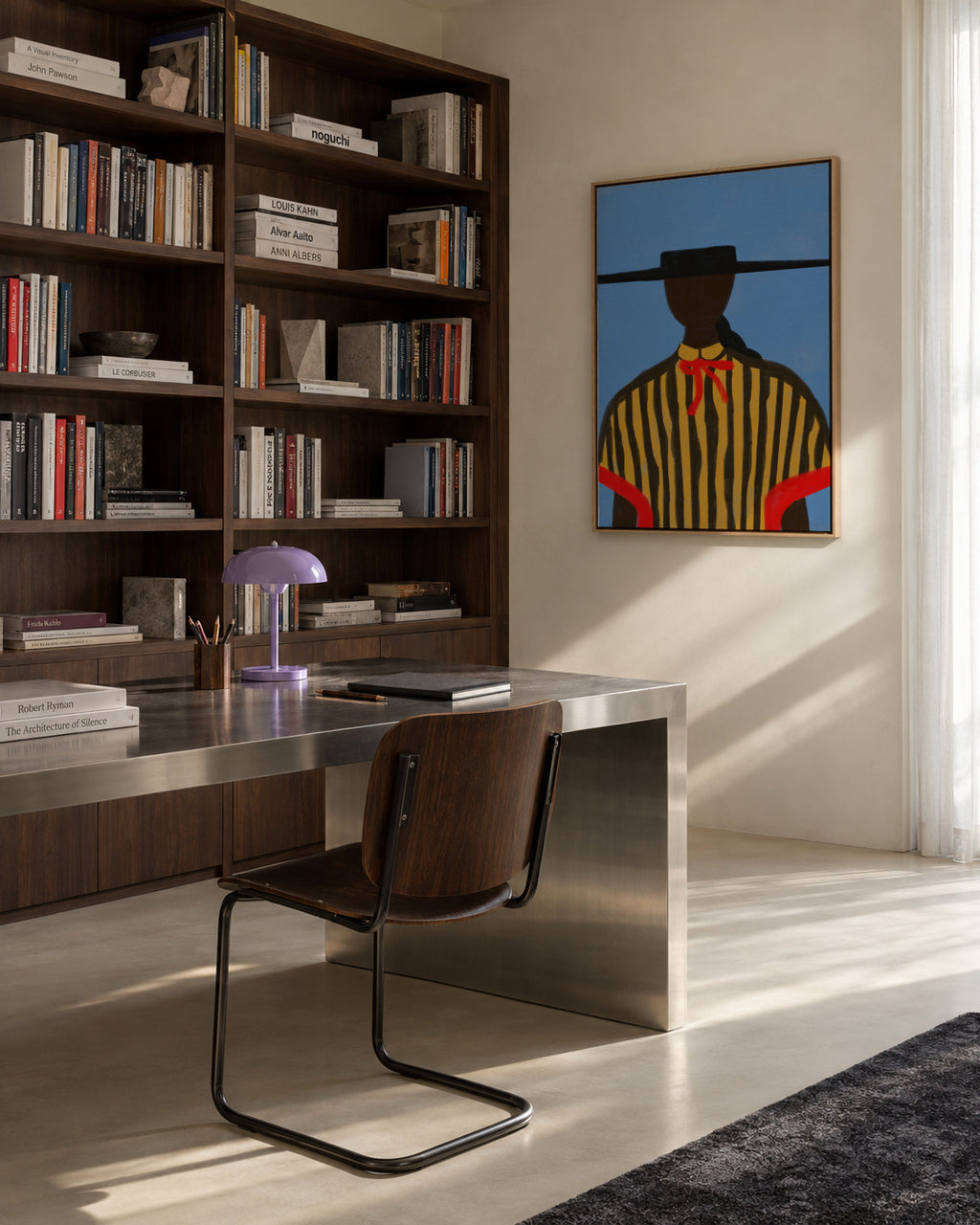 Bold Hat Woman and Stripes New Mexico Style - Framed canvas in an interior
