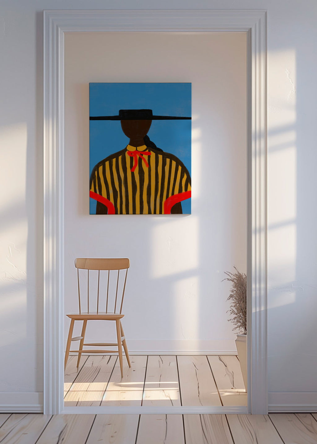 Ilustración de figura con sombrero y rayas – Canvas