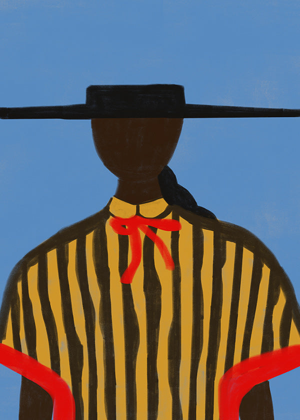 Ilustración de figura con sombrero y rayas
