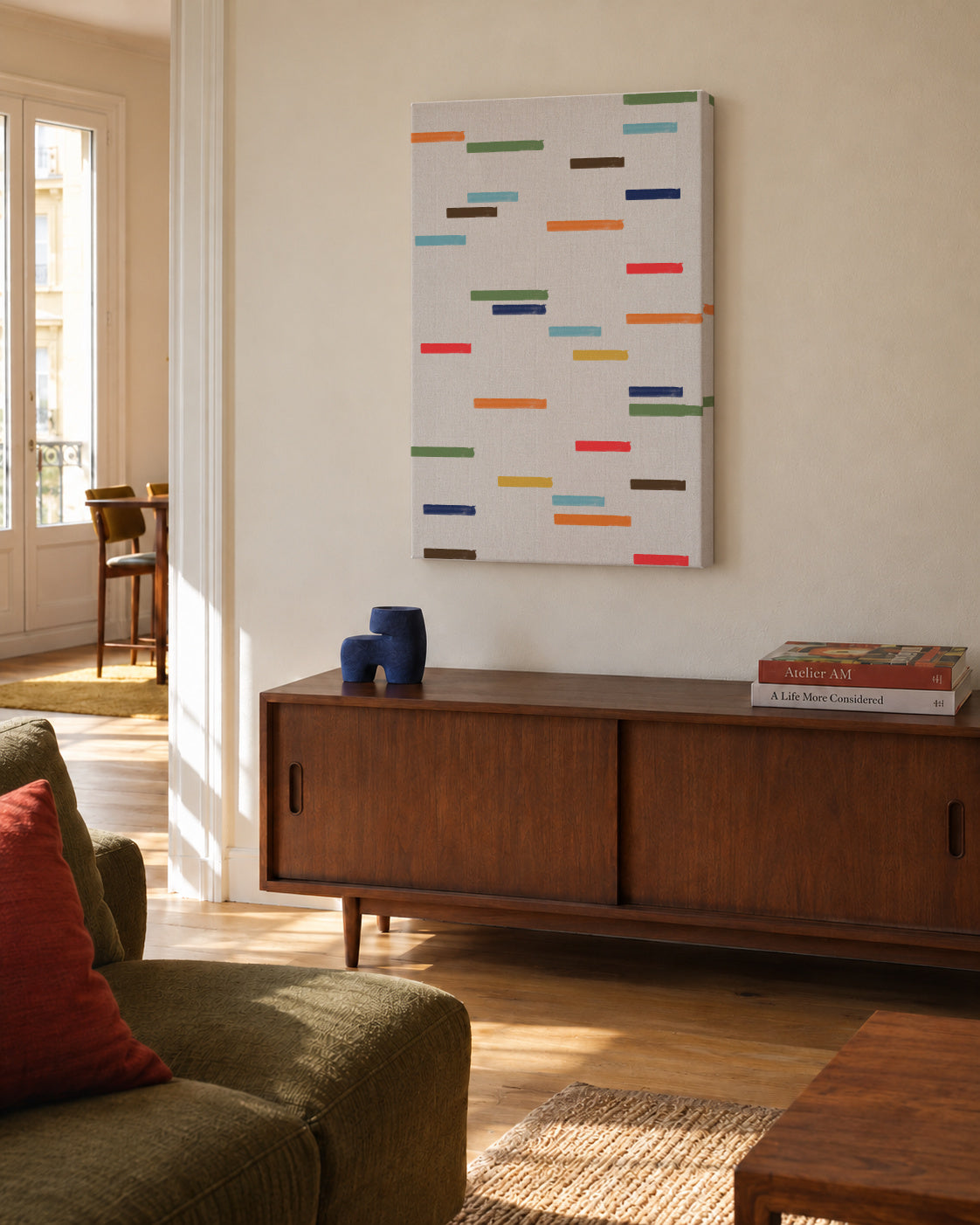 Floating Stripes - Unframed canvas in an interior