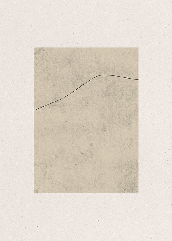 Cuadro minimalista con línea curva sobre beige