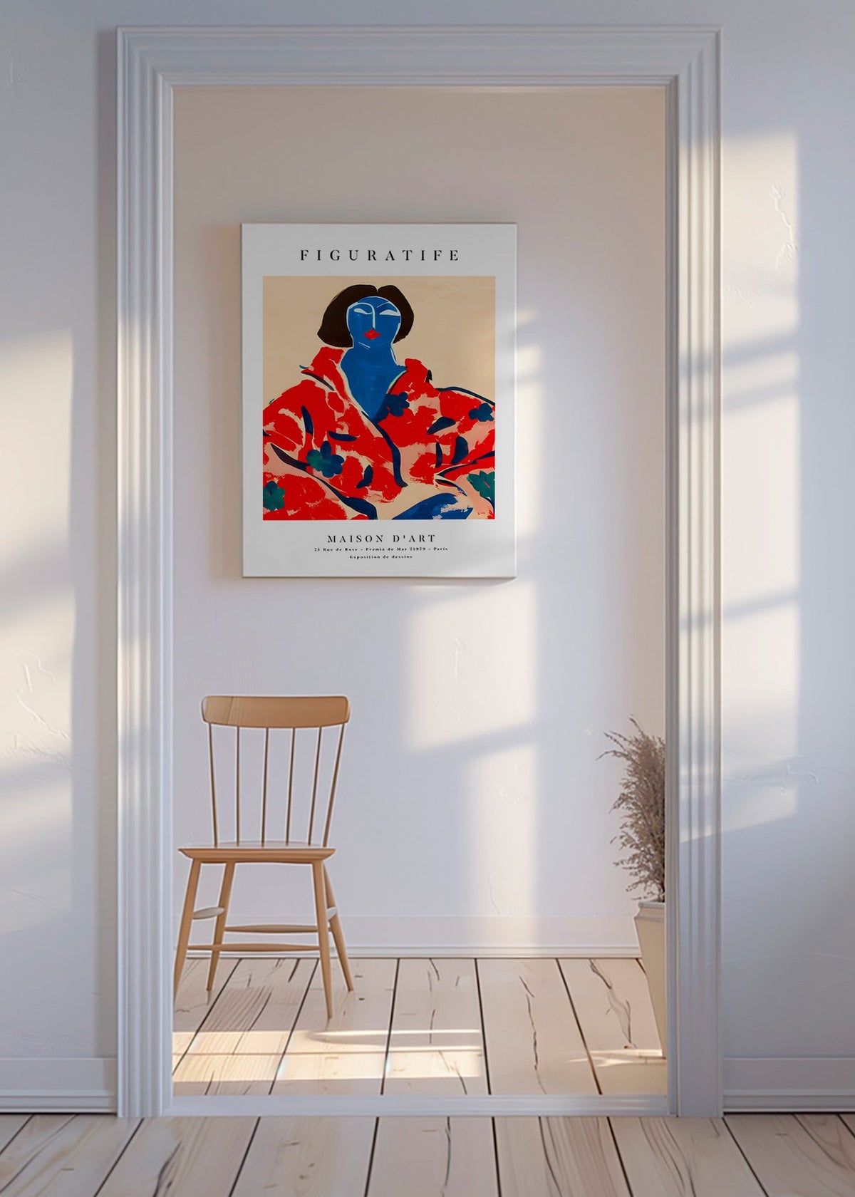 Ilustración femenina con kimono rojo – Canvas