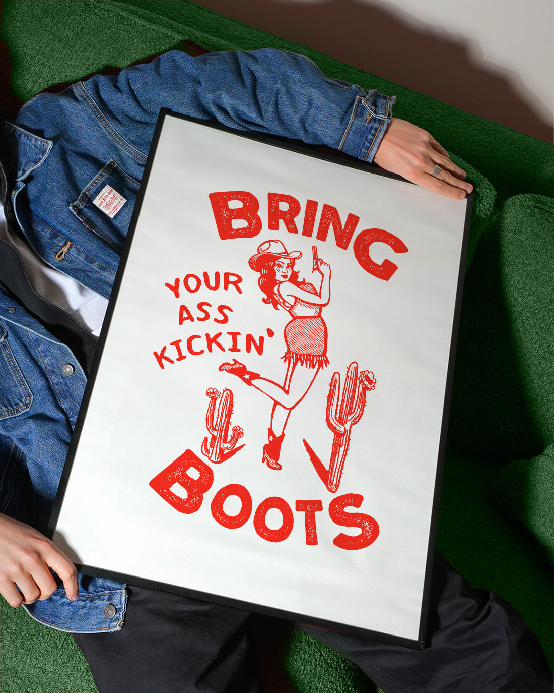 Ass Kicking Boots Funny Western Cowgirl - Framed poster detail
