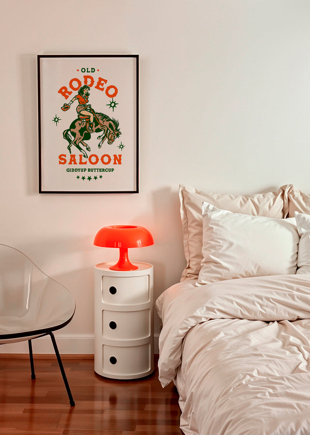 Cuadro vintage: rodeo con vaquera ilustrada – Product2
