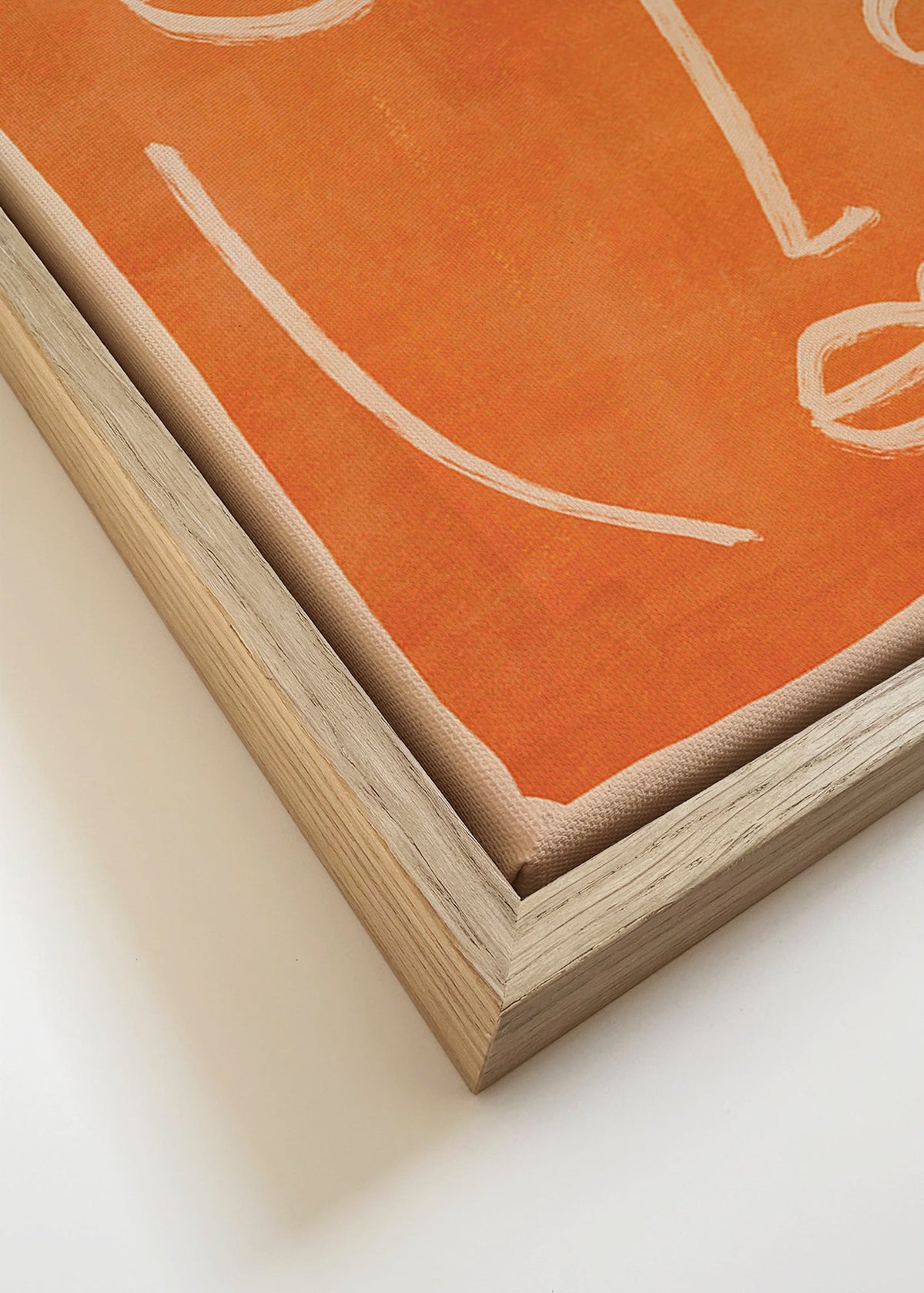 Cuadro abstracto rostro lineal naranja – Canvas detail