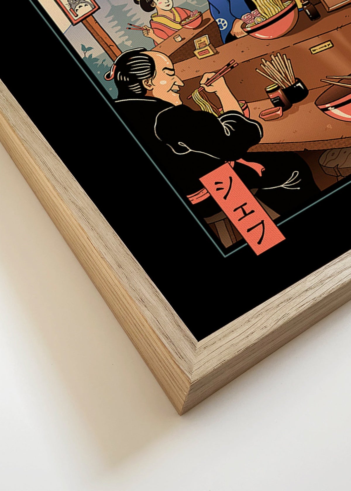 Cuadro de cocina Ramen Meowster, gato cocinero ilustrado – Canvas detail