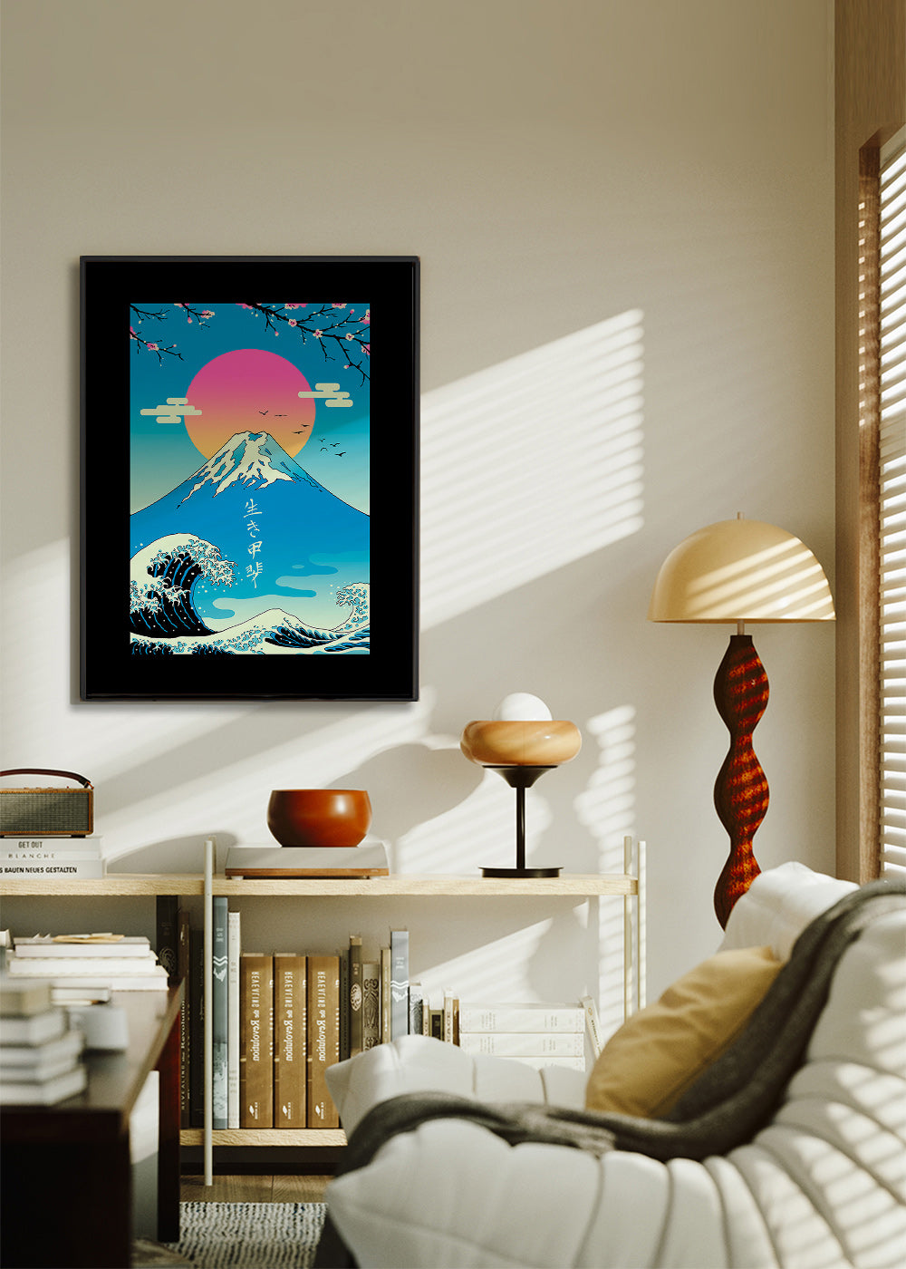 Ilustración japonesa del Monte Fuji y ola icónica – Canvas2