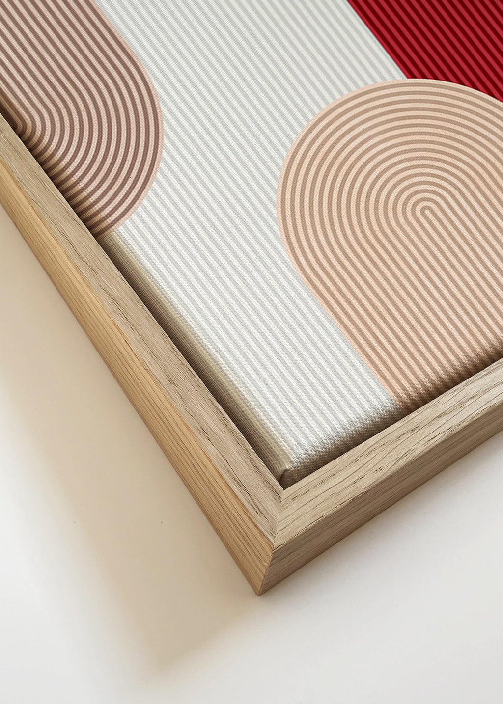 Cuadro geométrico con arcos rojo y beige – Canvas detail