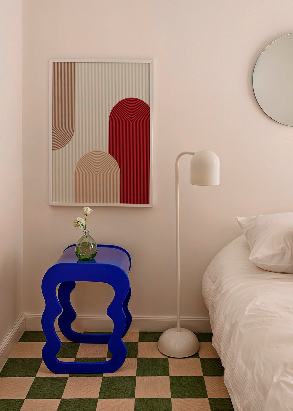 Cuadro geométrico con arcos rojo y beige – Product1