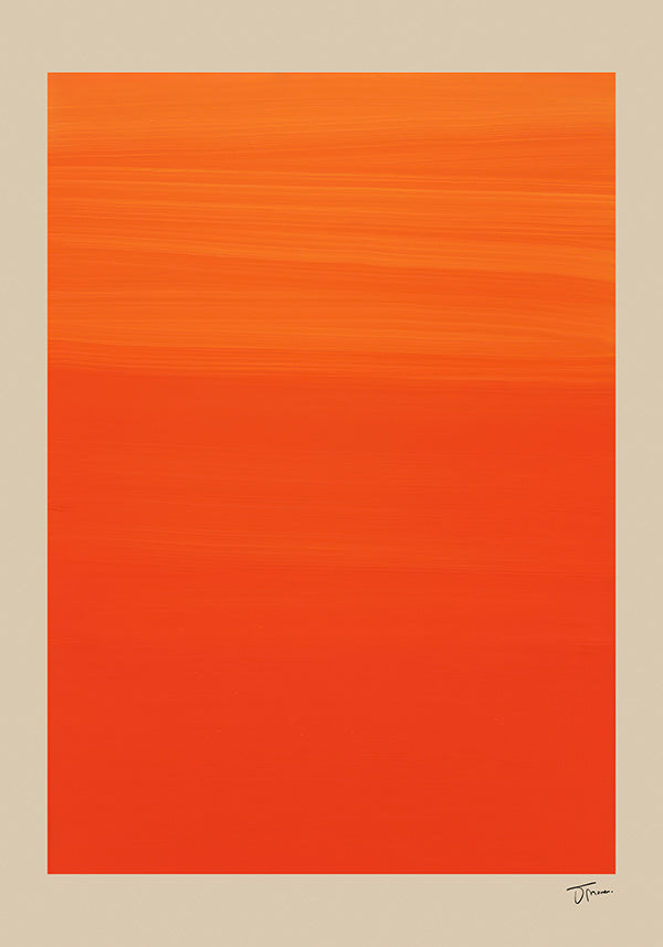 Cuadro abstracto horizonte naranja degradado