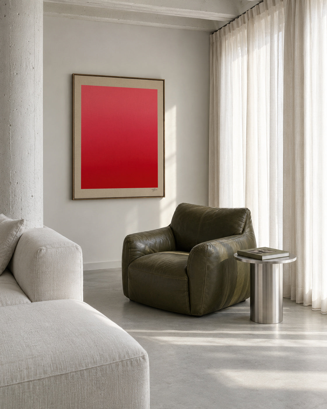 Crimson Aura - Framed canvas in an interior